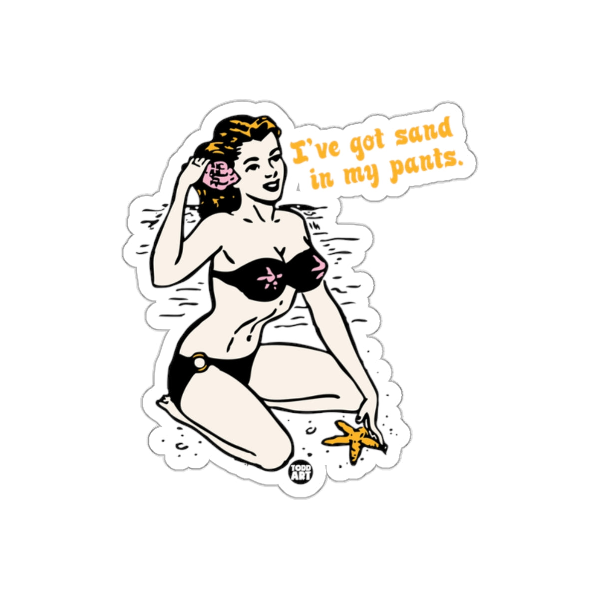 Beach Day Girl Sand in Pants Quote Graphic sticker