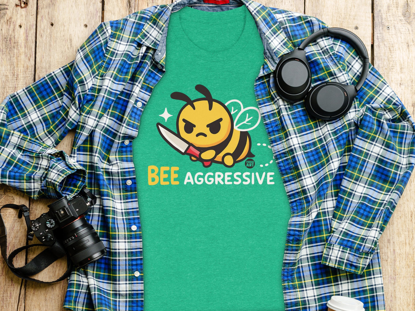 Bee Aggressive Cute Knife Wielding Bee T-shirt