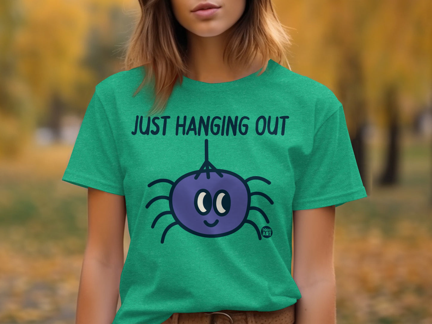 Just Hanging Out Cute Spider Graphic T-Shirt Product
