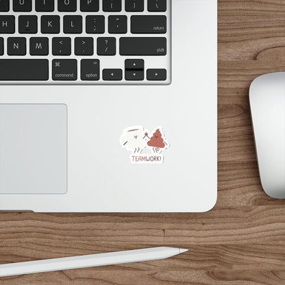 Coffee and Poop Teamwork High Five Illustrated sticker