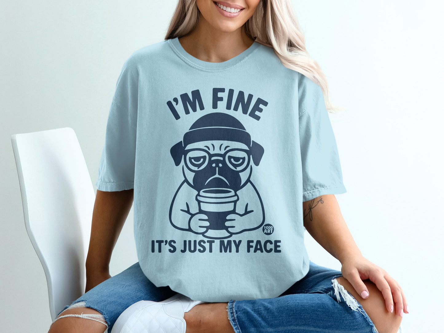 I'm Fine It's Just My Face Pug Graphic T-Shirt