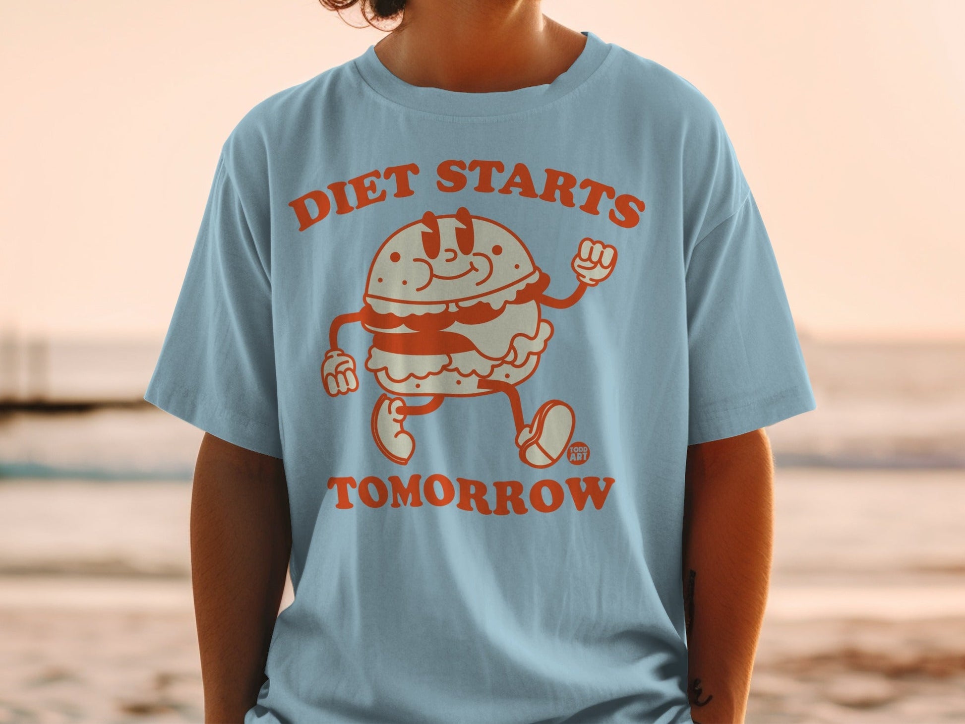 Diet Starts Tomorrow Funny Burger Graphic T-shirt