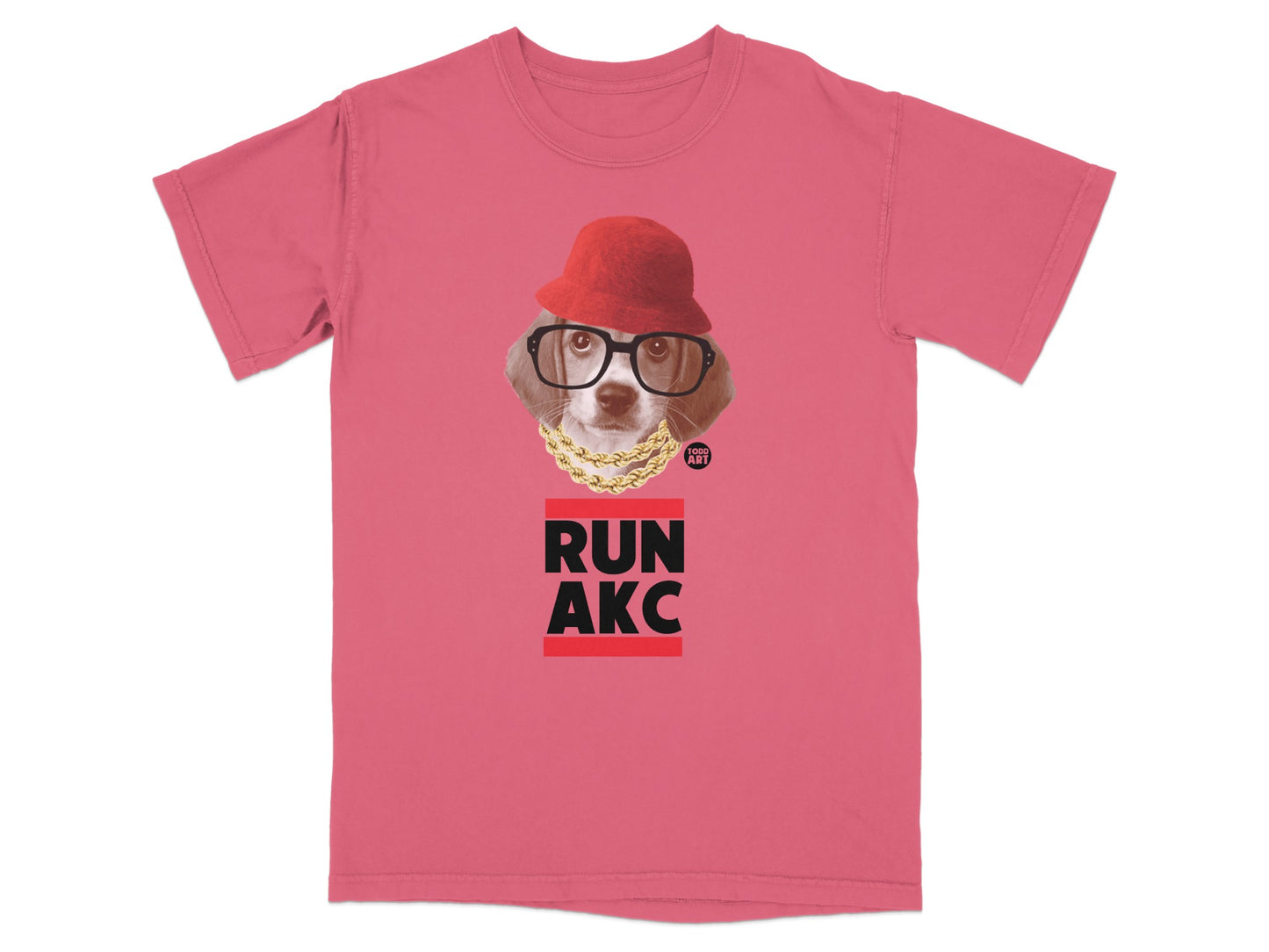 Funny Dog Wearing Glasses with Run AKC T-Shirt