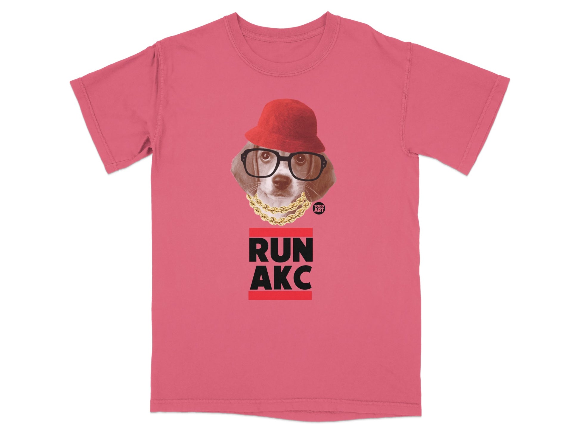 Funny Dog Wearing Glasses with Run AKC T-Shirt