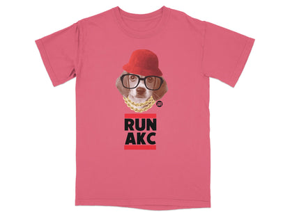 Funny Dog Wearing Glasses with Run AKC T-Shirt