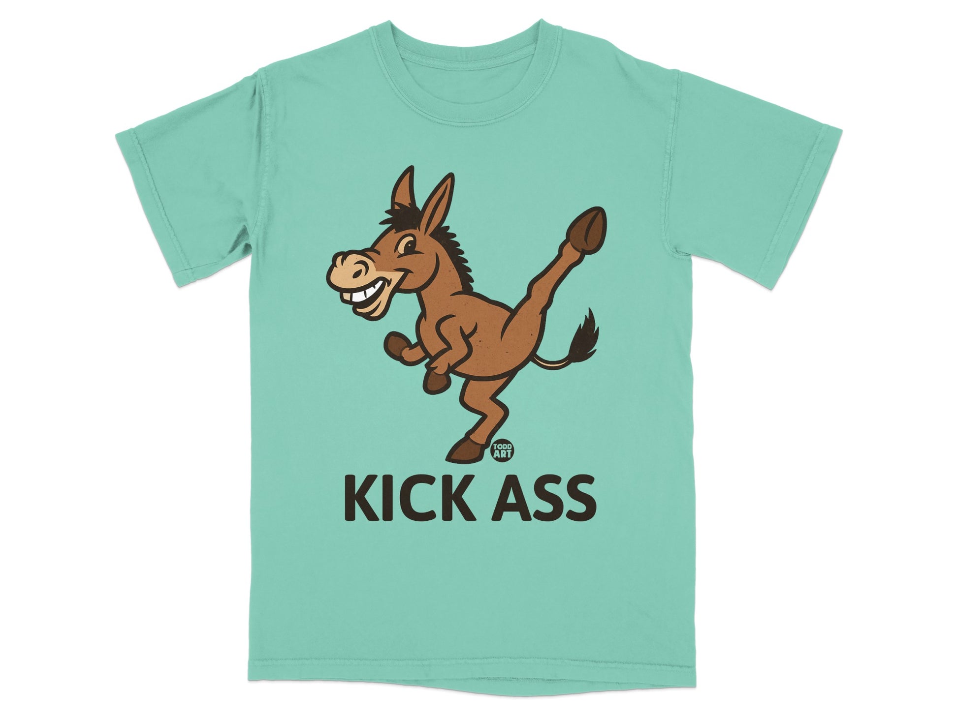 Kick Ass Cartoon Donkey Graphic T-Shirt