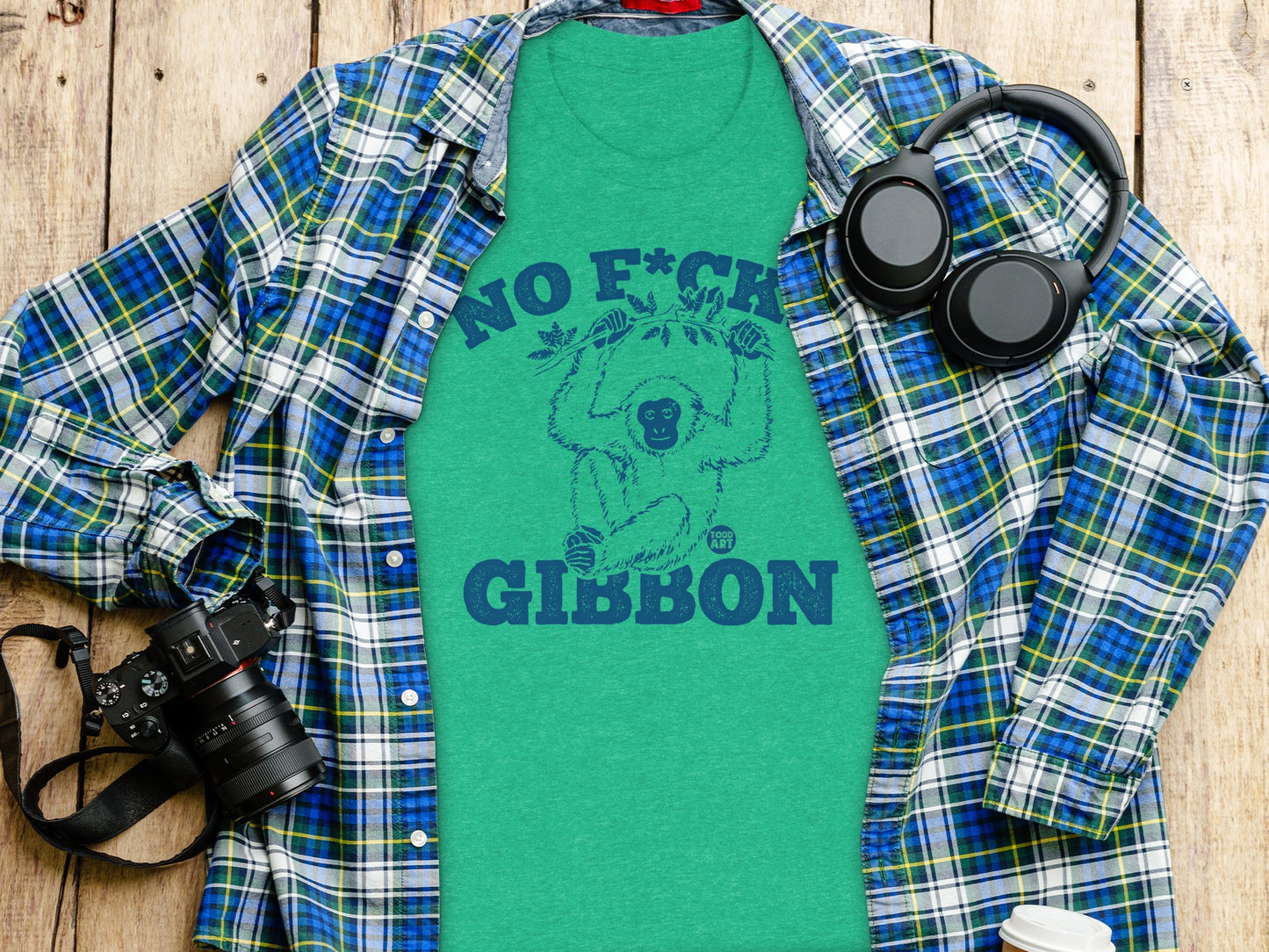 NO F-CK GIBBON Graphic Casual Fashion Tee Shirt Product