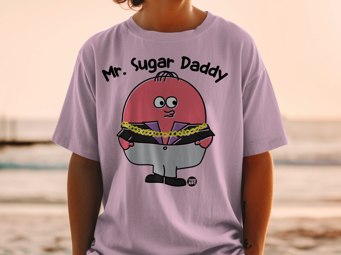 Mr. Sugar Daddy Cartoon Graphic Print T-Shirt