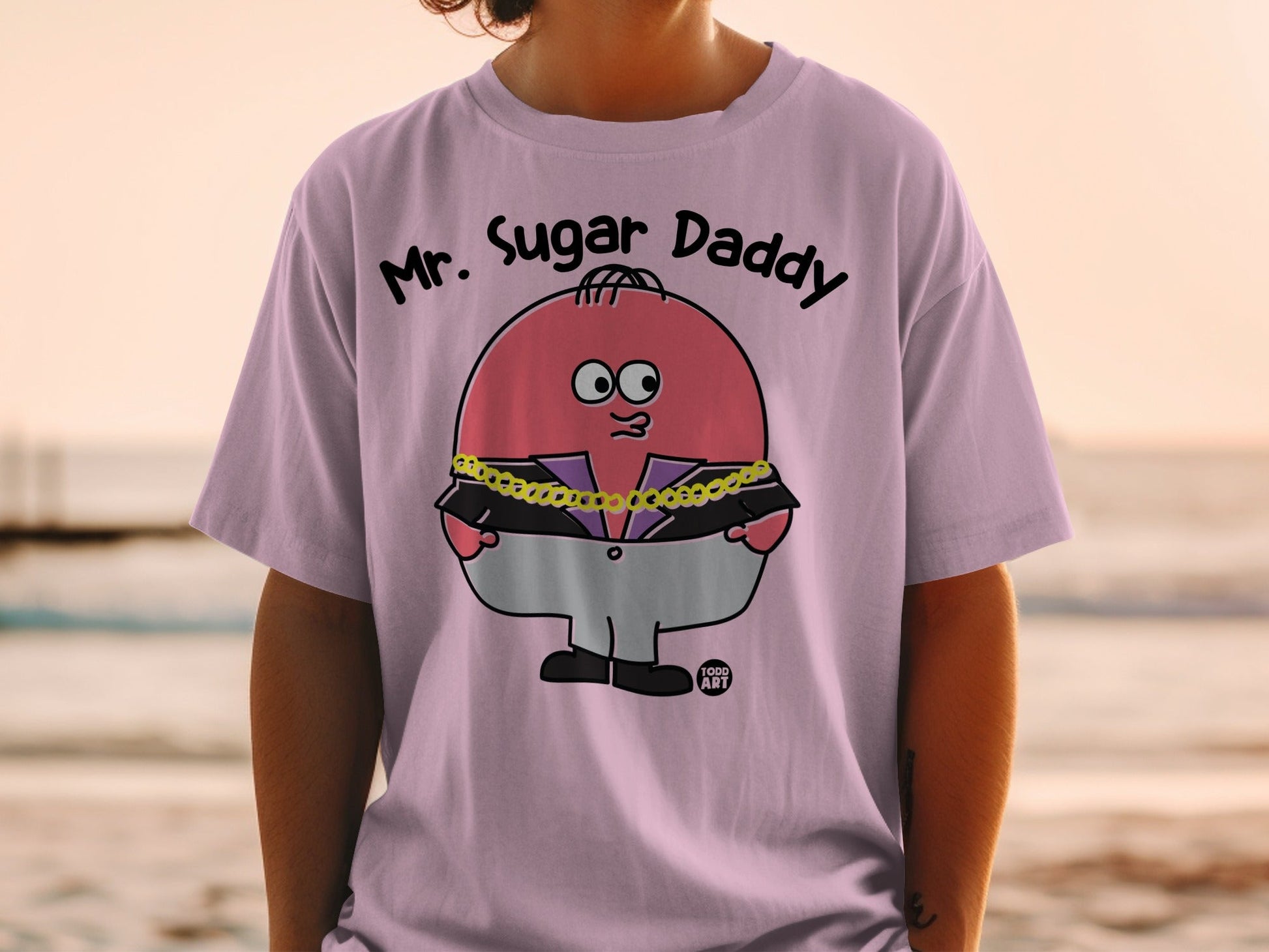 Mr. Sugar Daddy Cartoon Graphic Print T-Shirt