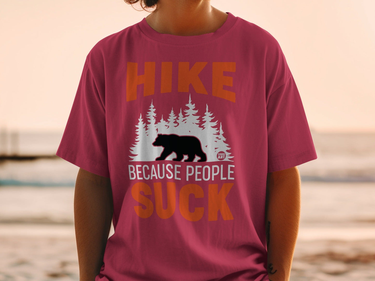 Hike Because People Suck Graphic Print T-shirt