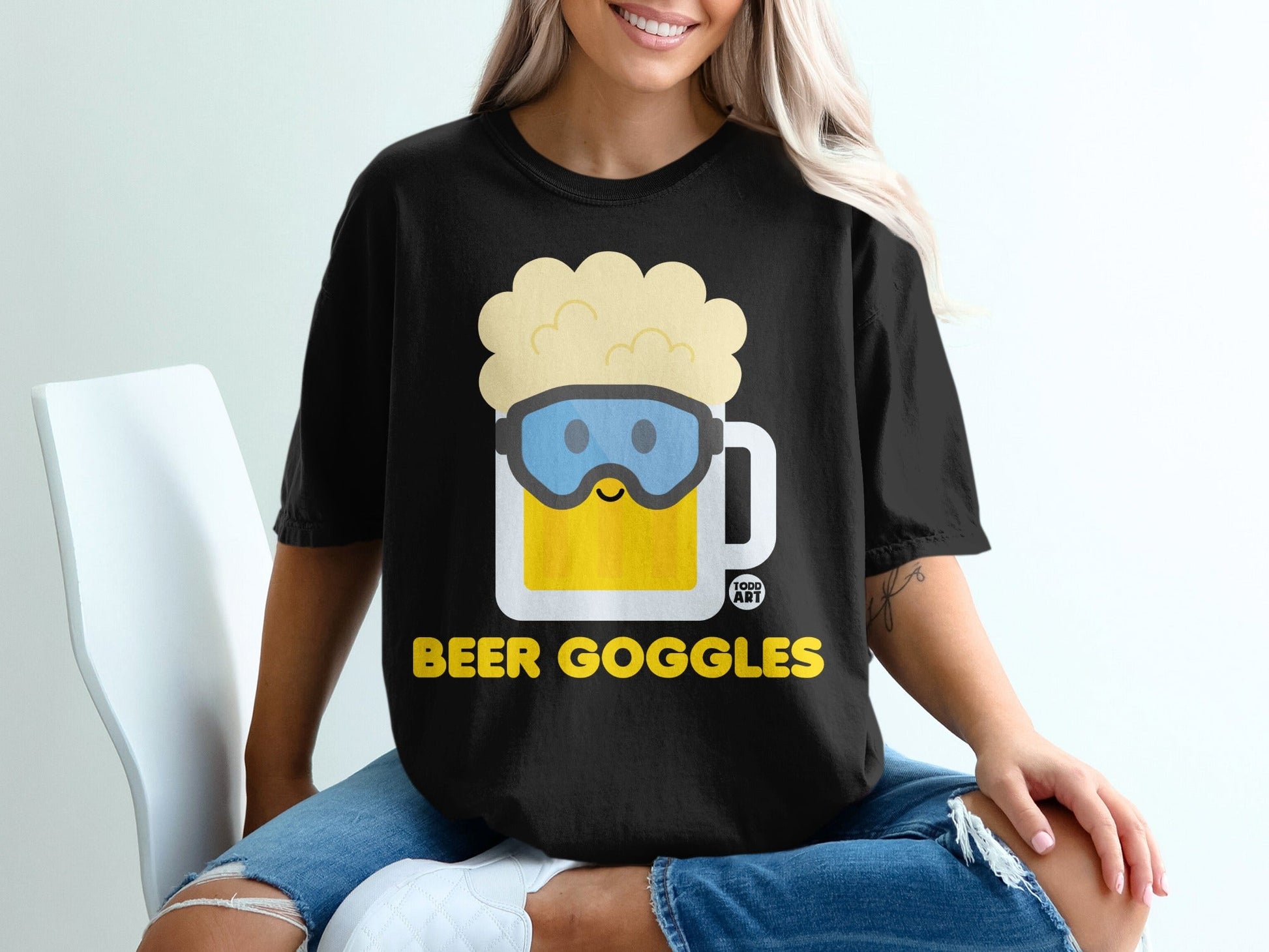 Beer Goggles Black Graphic T-shirt Funny Shirt