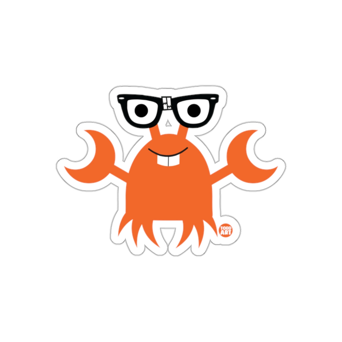 Orange Cartoon Glasses Crab Character Art Sticker
