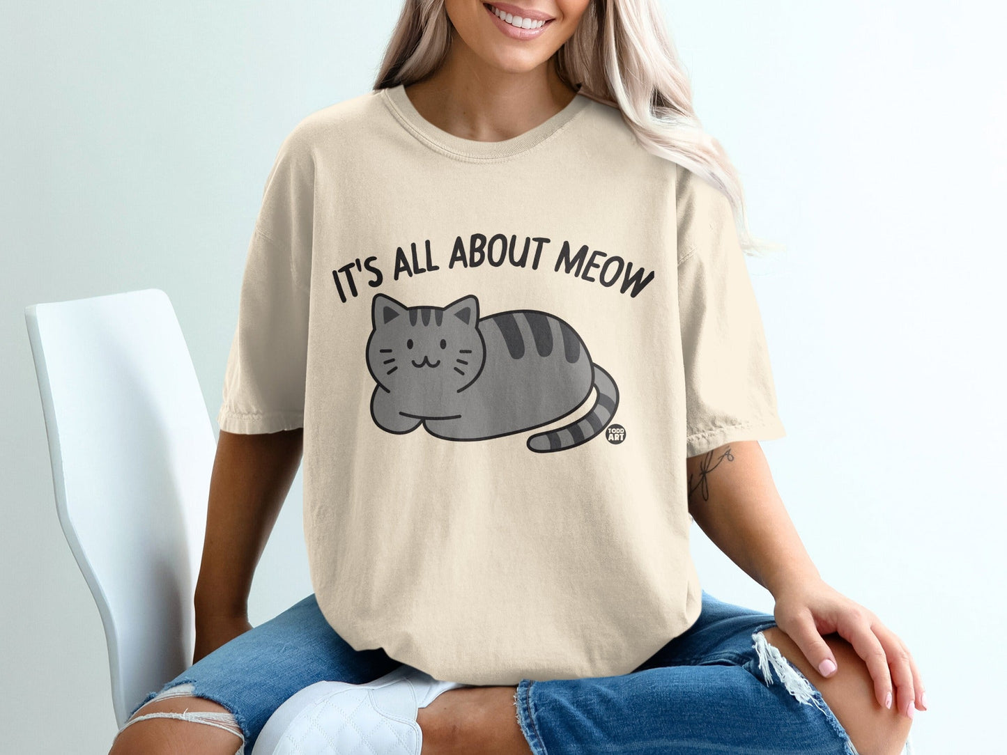 It's All About Meow Graphic Cat Design Shirt
