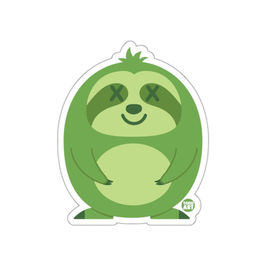 Green Cute Cartoon Sloth with X Eyes Sticker Product