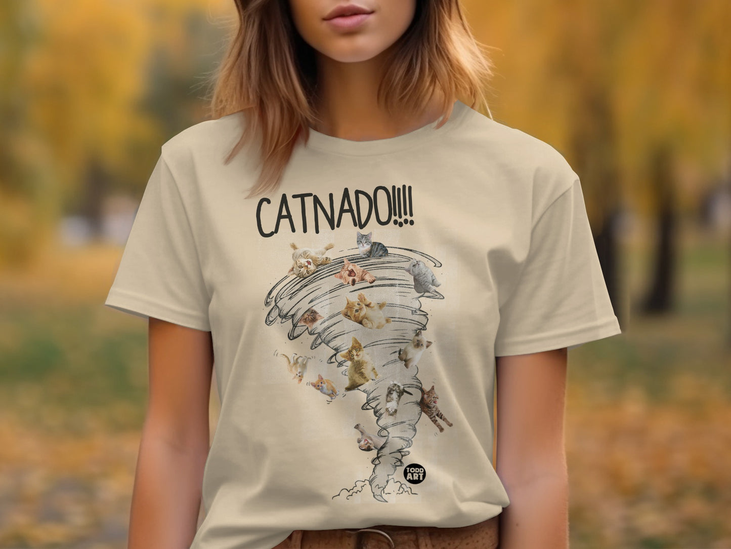 Catnado Graphic T-Shirt with Cute Cat Tornado Design
