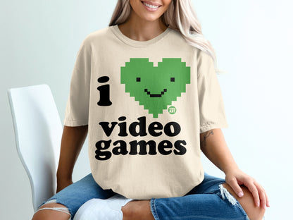 I Love Video Games Smile Heart Graphic T-Shirt