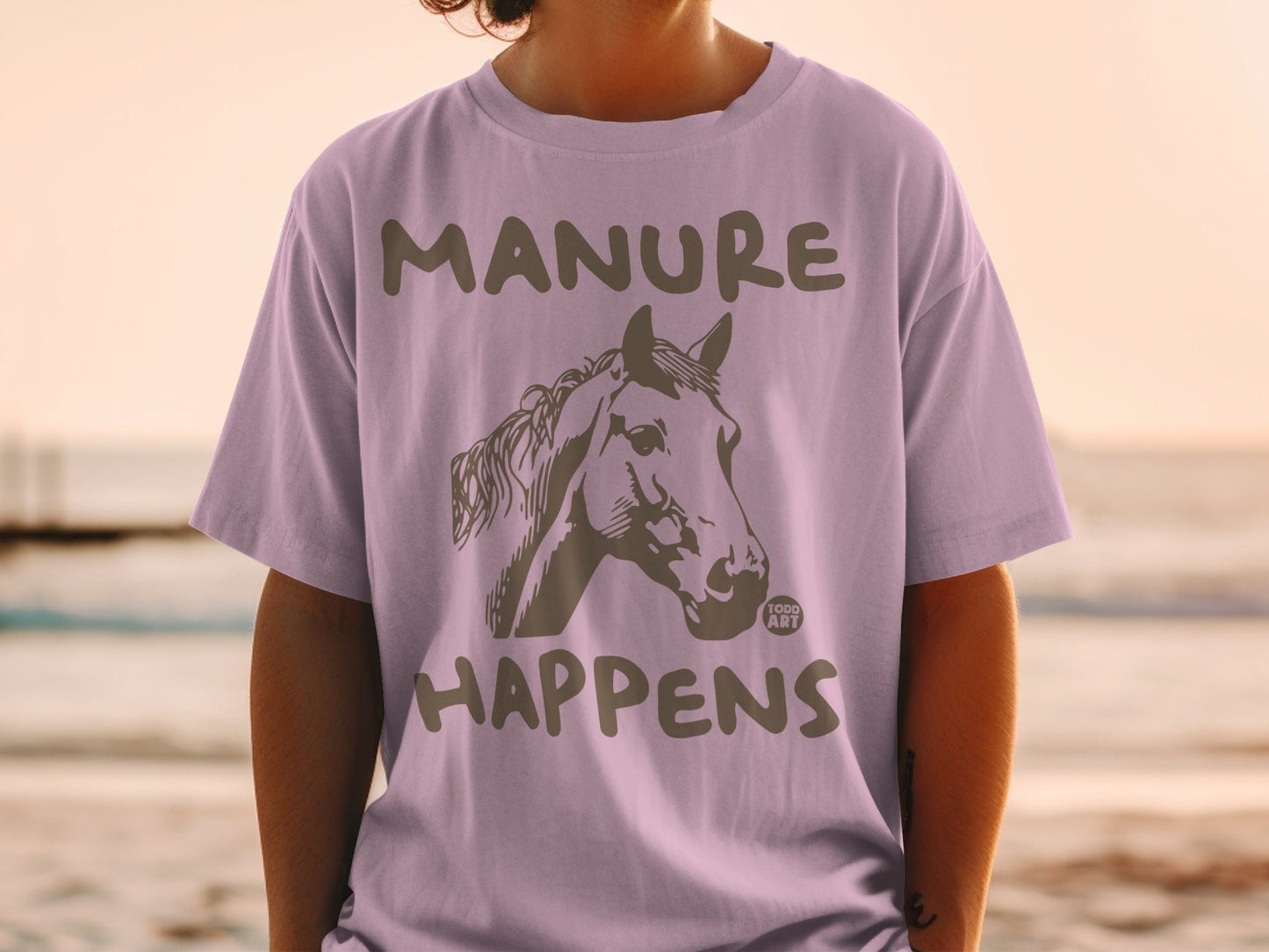 Funny Manure Happens Horse Print Graphic T-Shirt