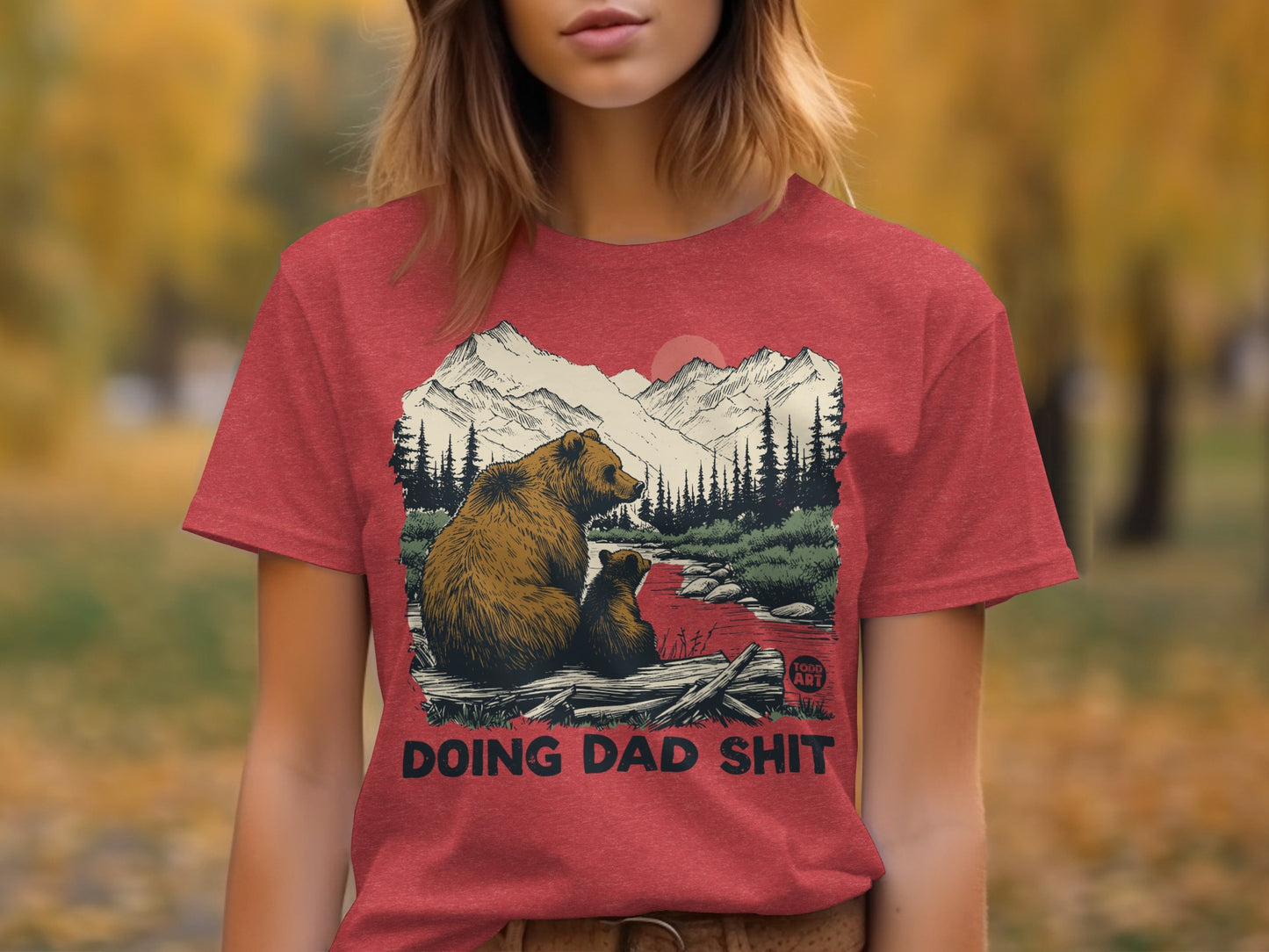 Doing Dad Shit Bear and Cub in Nature T-shirt