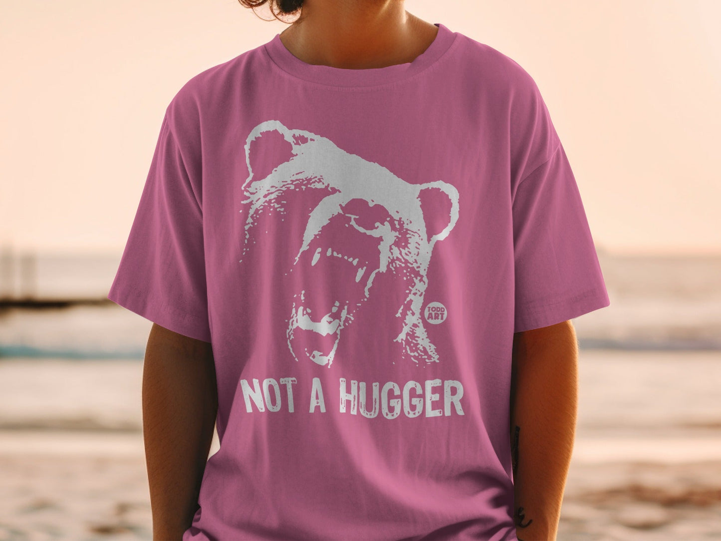 Not a Hugger Bear Graphic Todd Art Design T-shirt