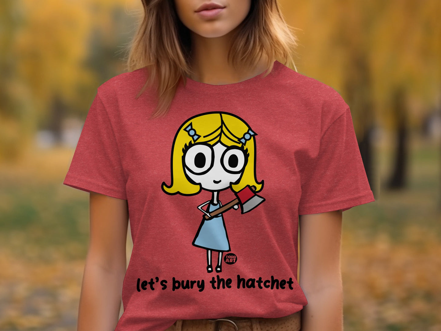 Let's Bury the Hatchet Cartoon Character T-shirt