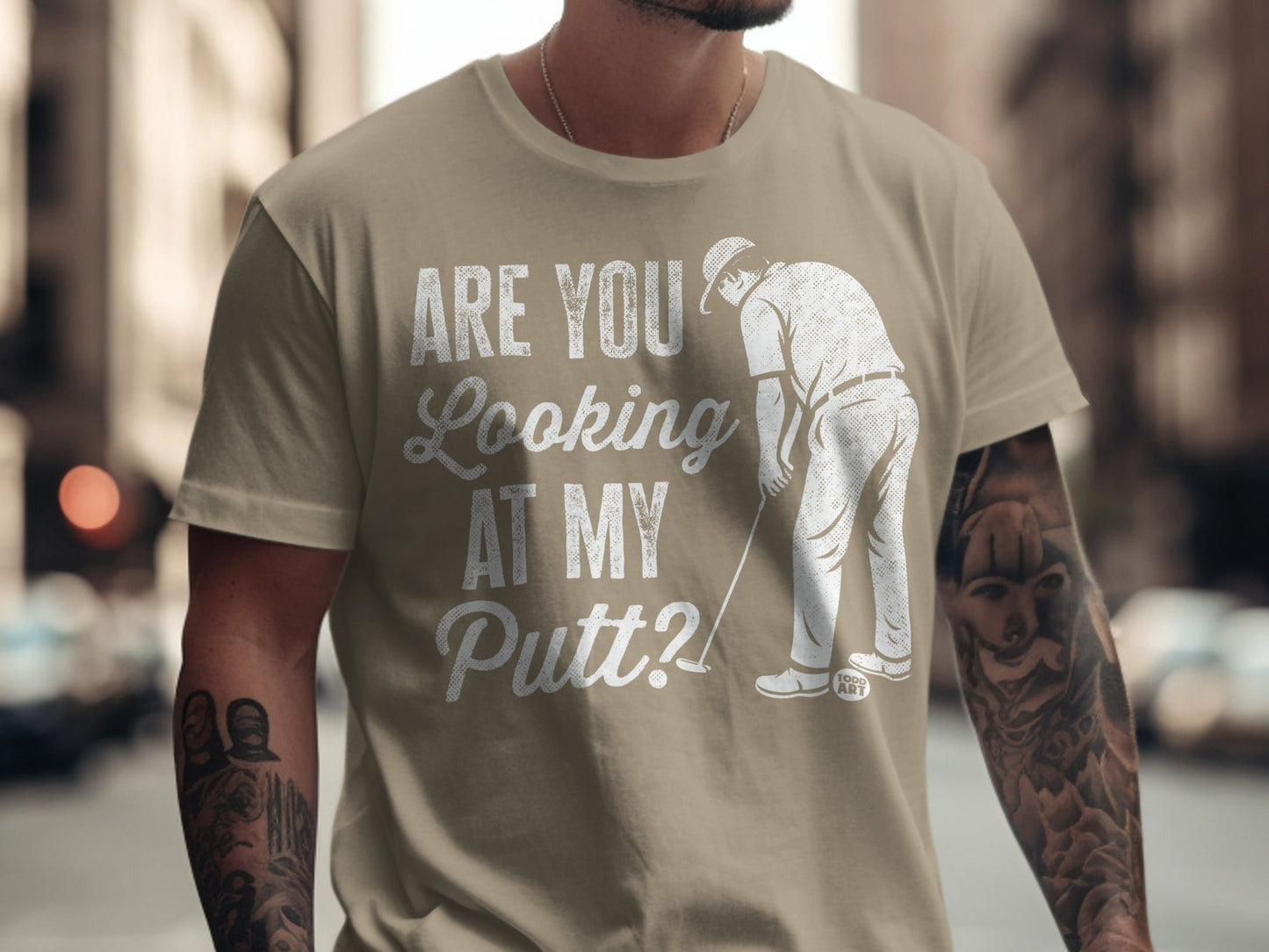 T-shirt with golfer and text "ARE YOU Looking AT MY Putt?"