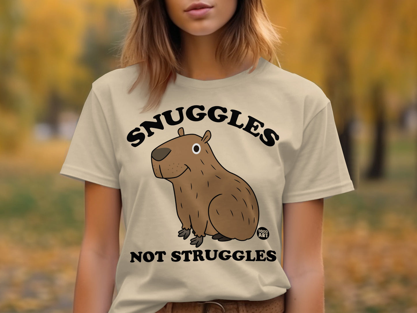 Snuggles Not Struggles Cute Capybara Graphic T-Shirt