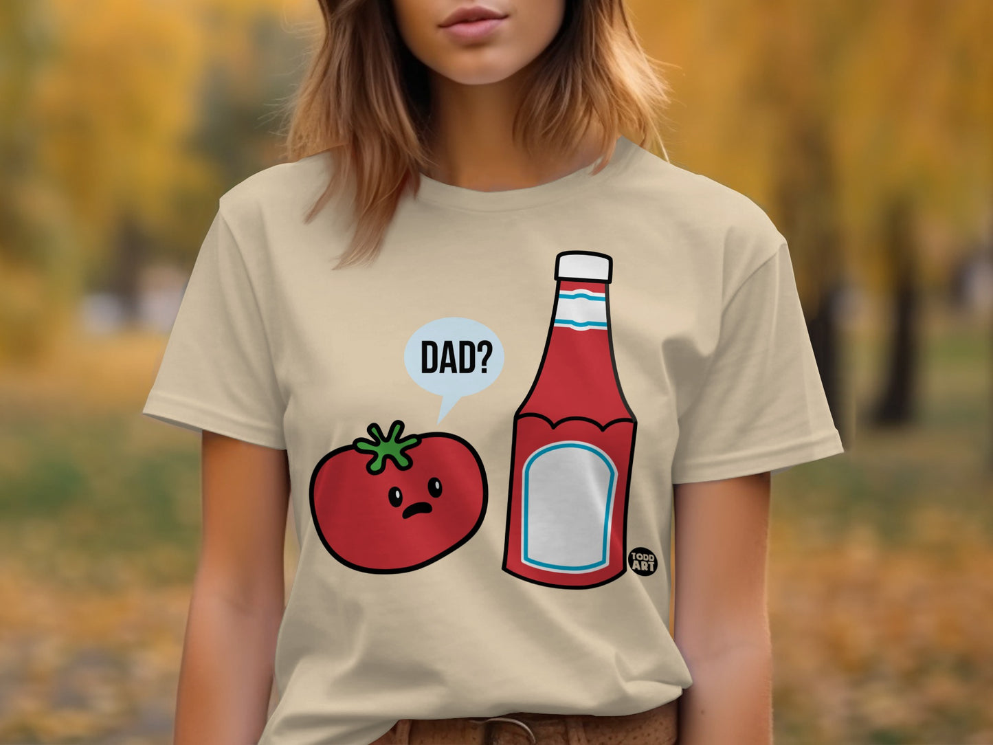 Funny Tomato Ketchup Dad Graphic Short Sleeve T-Shirt
