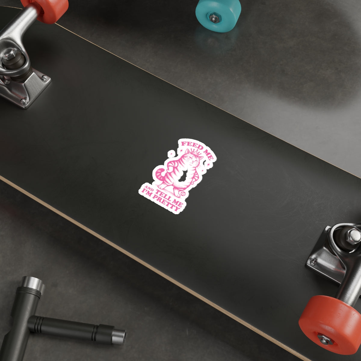 Pink Cat Feed Me And Tell Me I'm Pretty Sticker 