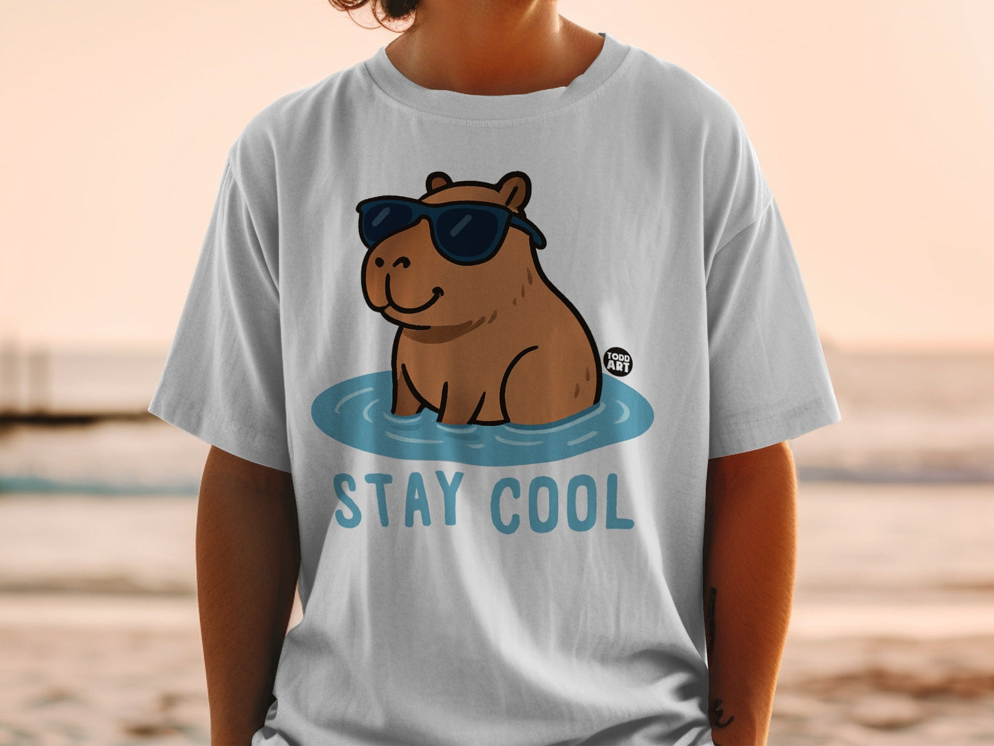 Stay Cool Hippo with Sunglasses Graphic T-Shirt
