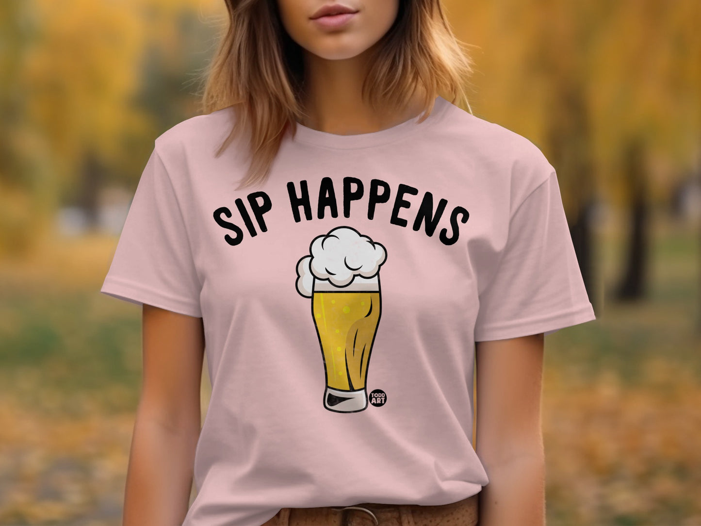 Sip Happens Funny Beer Graphic T-Shirt for Women Men