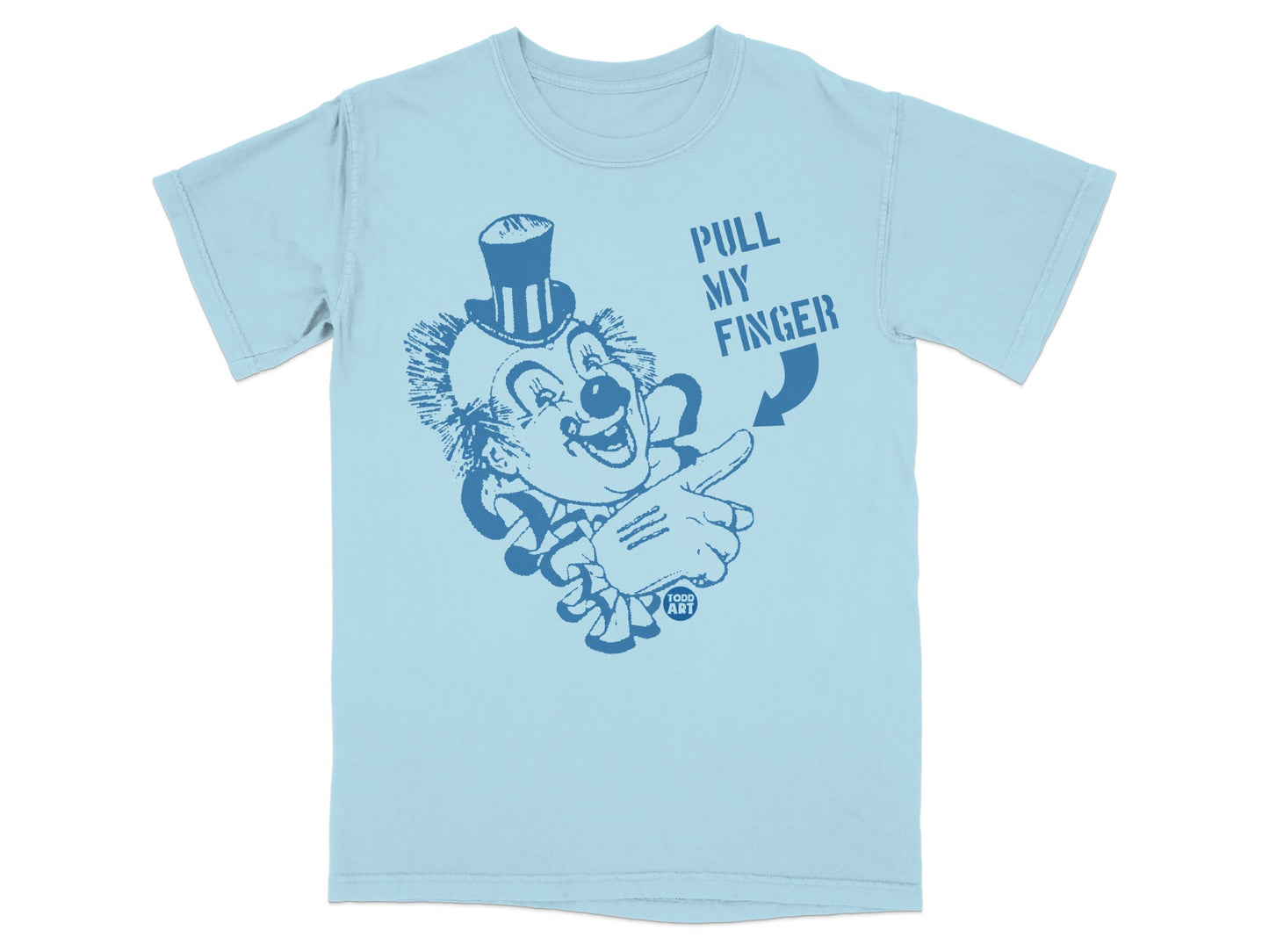 Pull My Finger Clown Graphic Light Blue T-shirt product type
