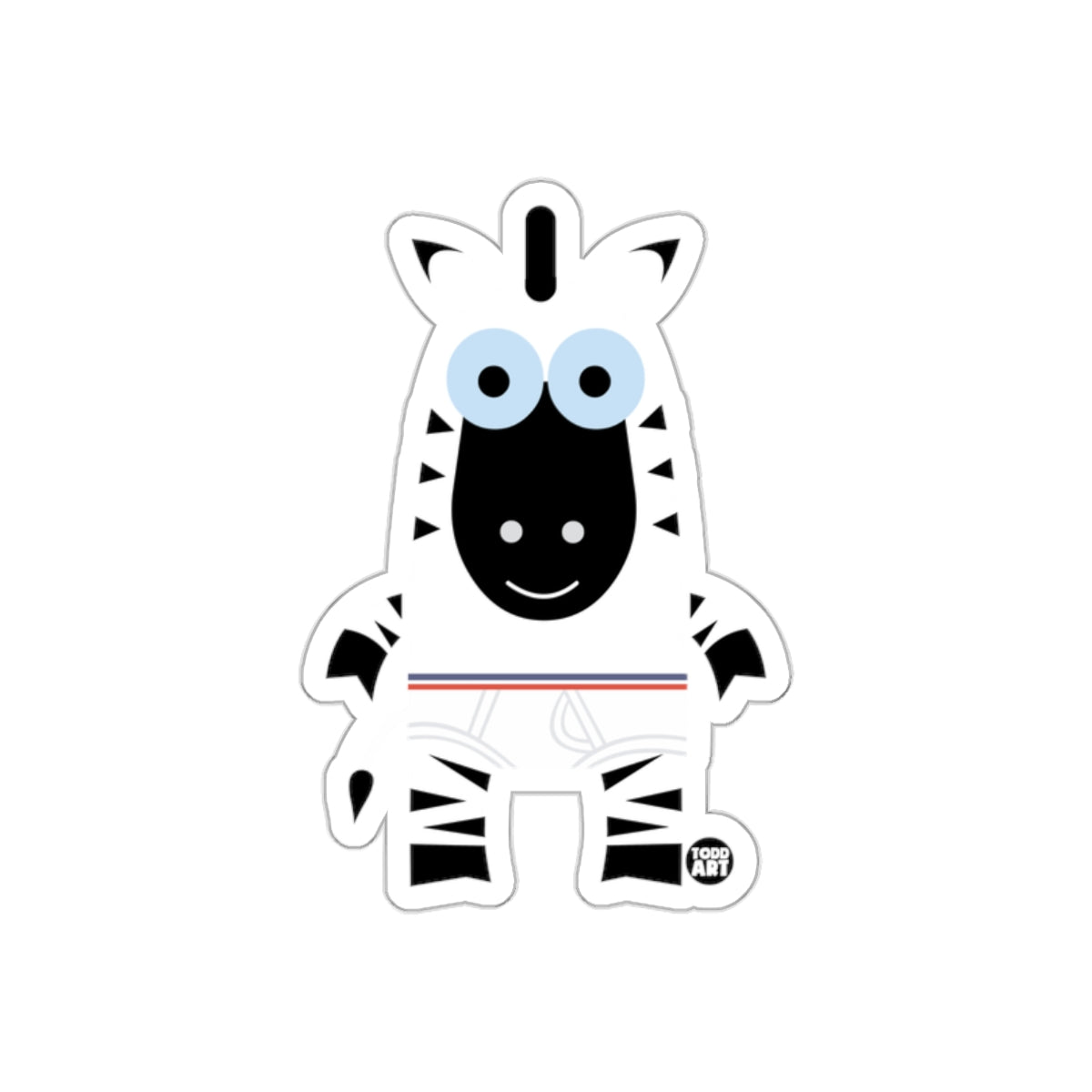 Cartoon Zebra with Blue Eyes Sticker Product