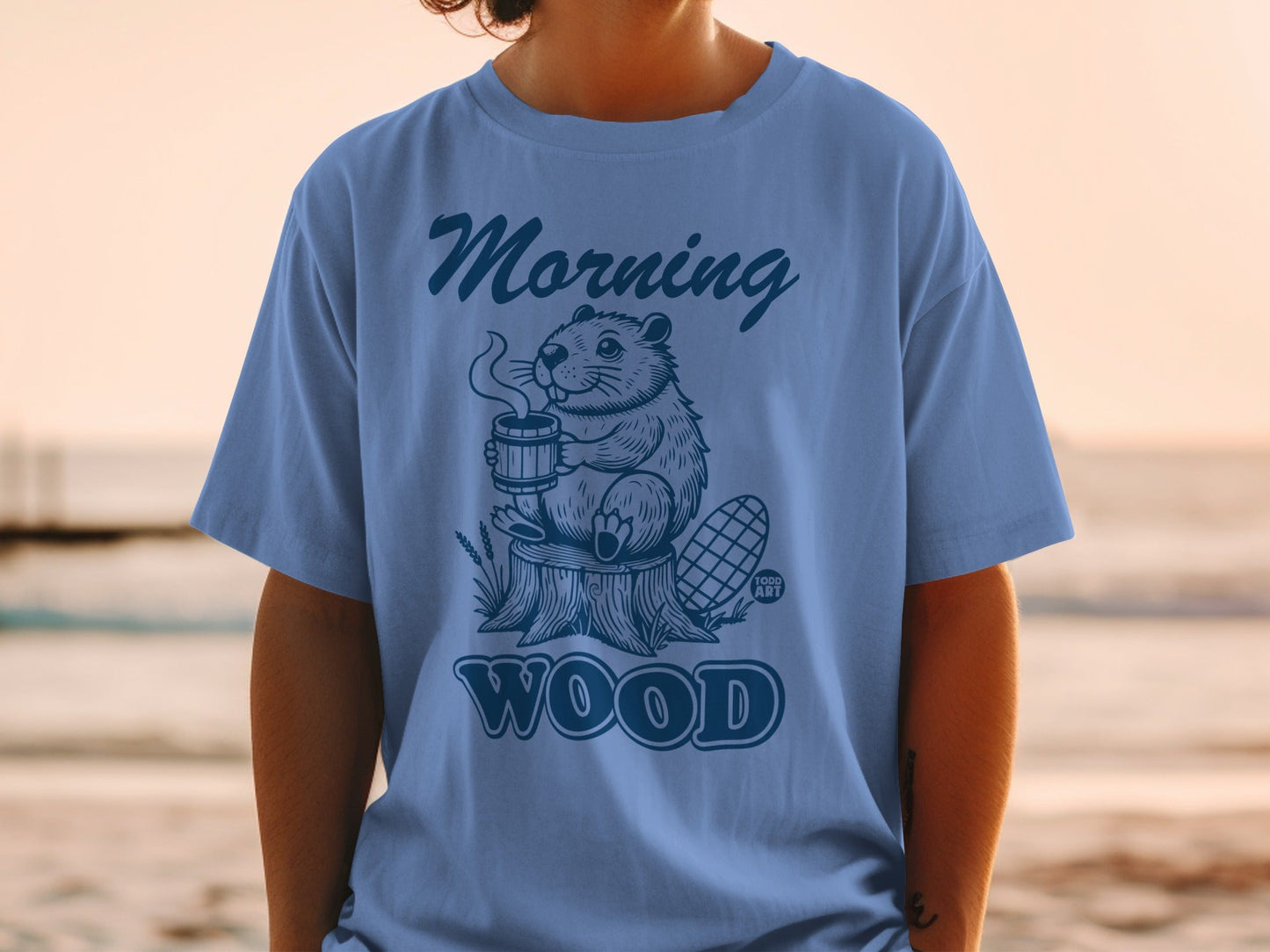 Morning Wood Beaver Graphic Humor T-Shirt