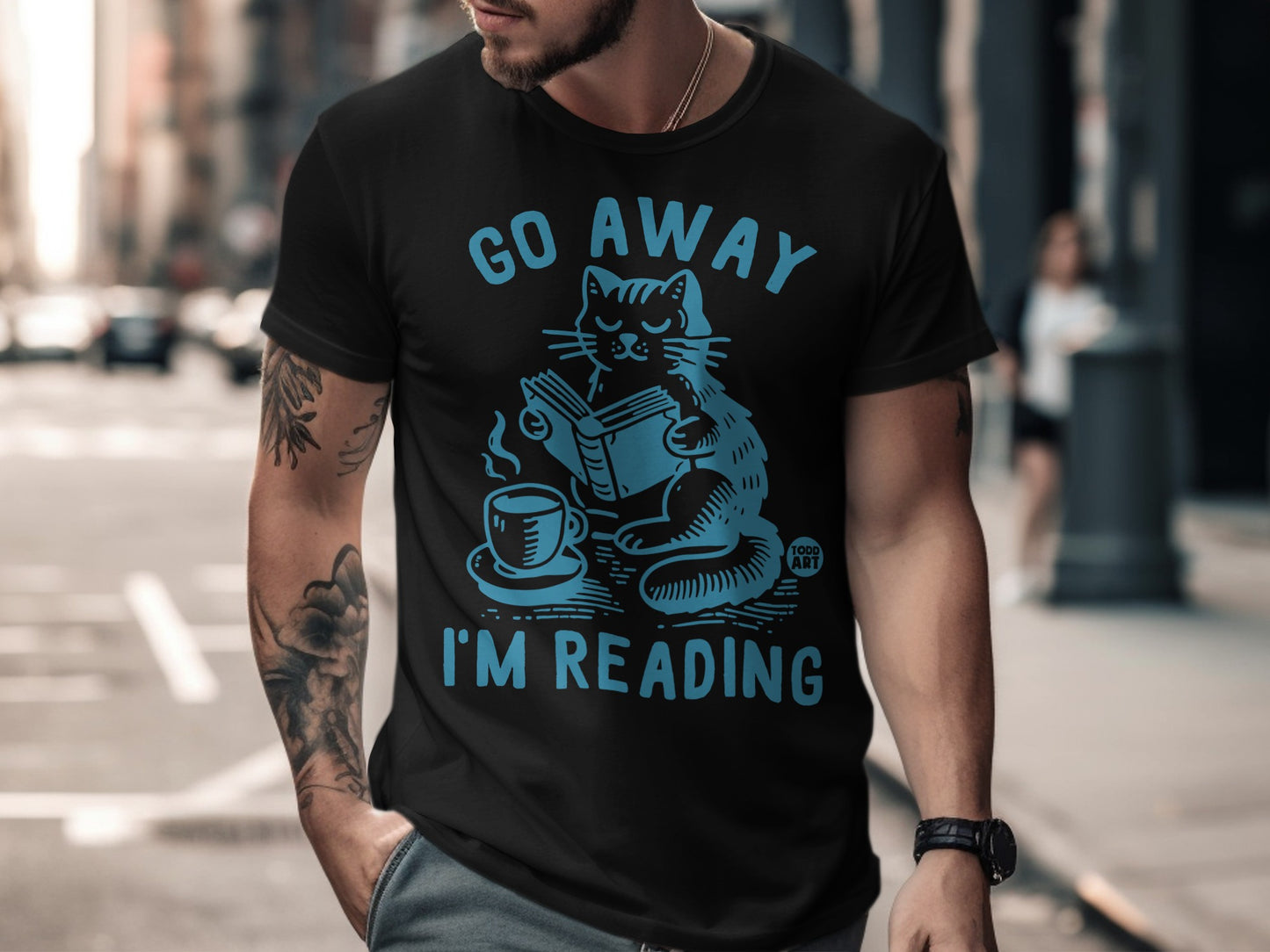 Go Away I'm Reading Cat Shirt for Book Lovers