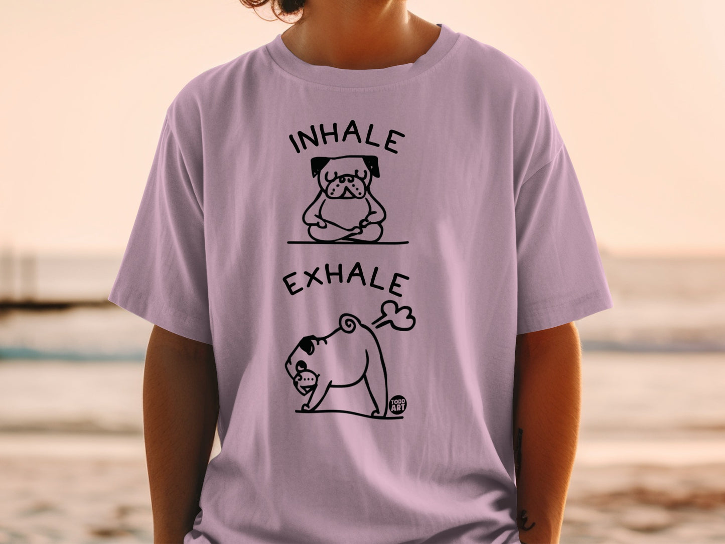 Inhale Exhale Funny Pug Graphic Tee Shirt