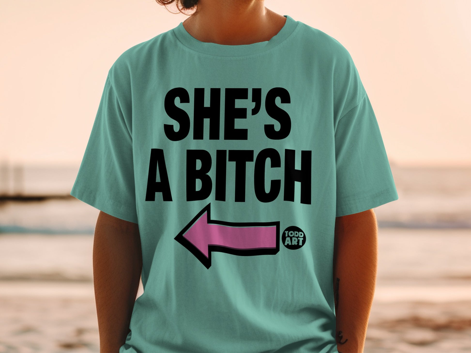 SHE'S A BITCH Todd Art Arrow Design Fun product type