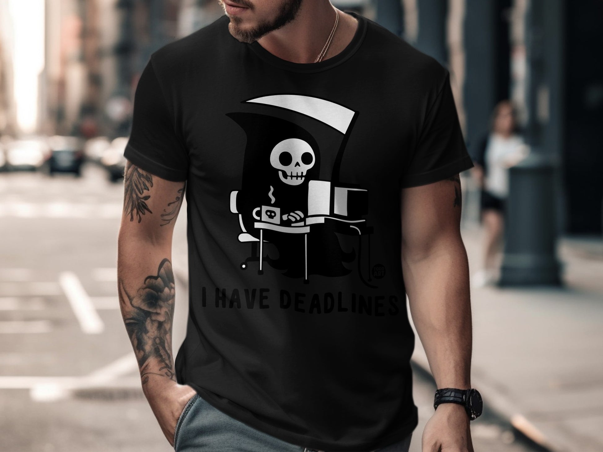 Grim Reaper I Have Deadlines Graphic T-Shirt