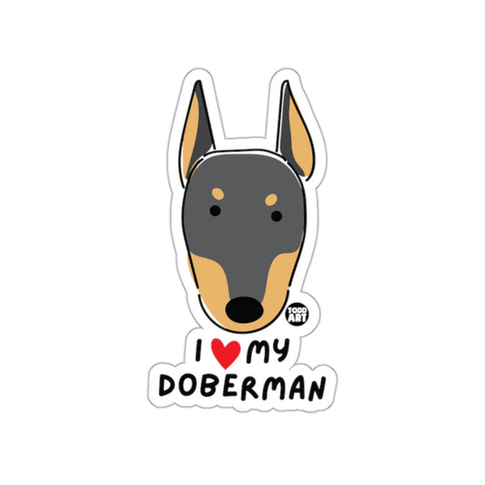 I Love My Doberman Dog Breed sticker Decal Art
