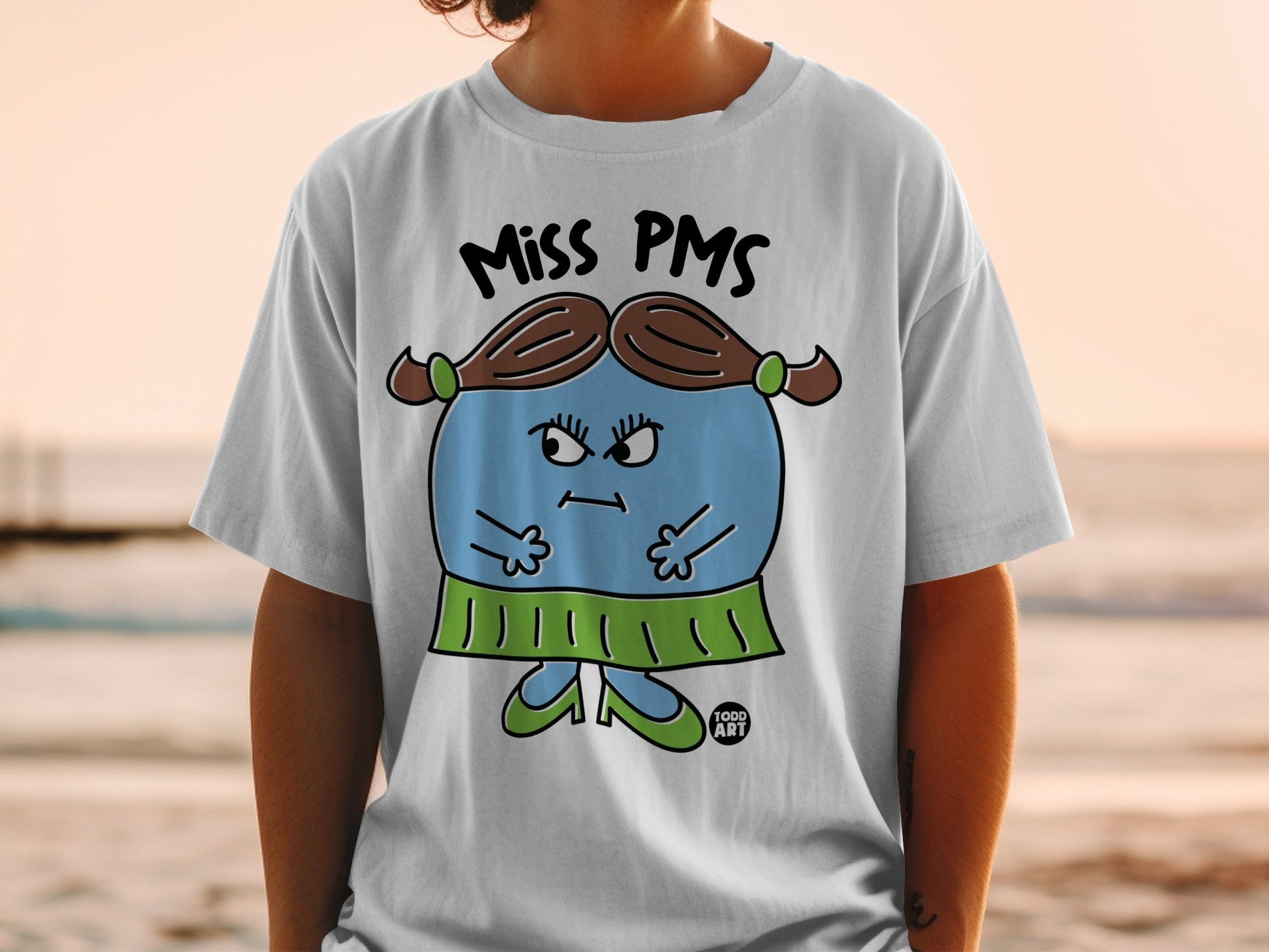 Miss PMS Cartoon Character Todd Art T-shirt