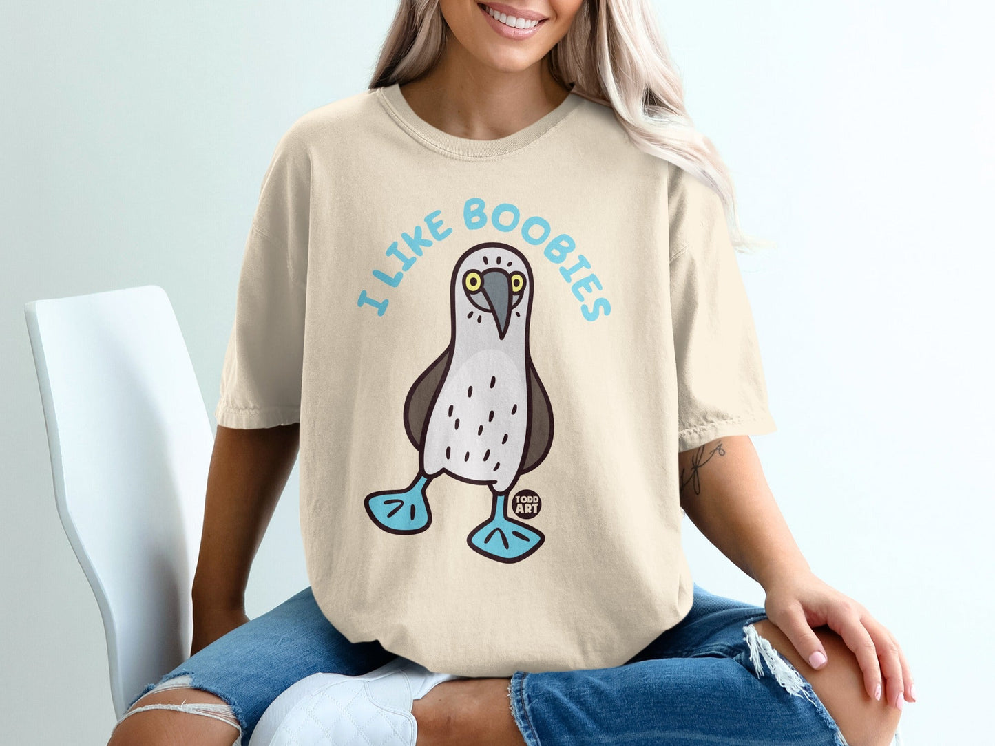 I Like Boobies Cute Cartoon Bird Graphic T-shirt