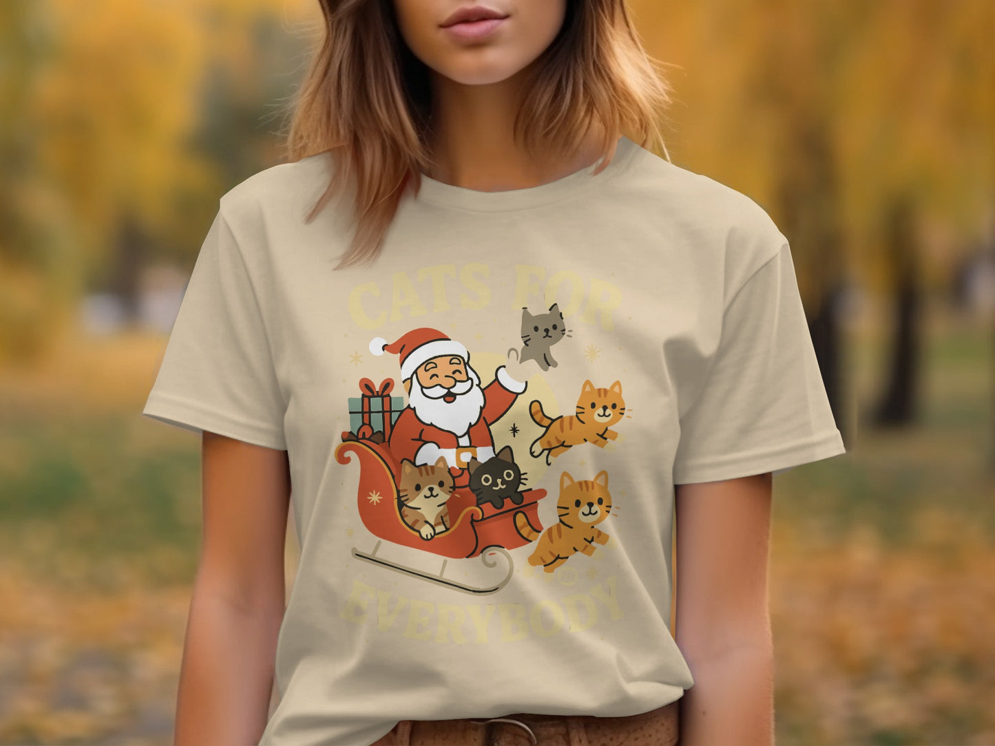 Cats for Everybody Festive Santa Cat Lovers Shirt