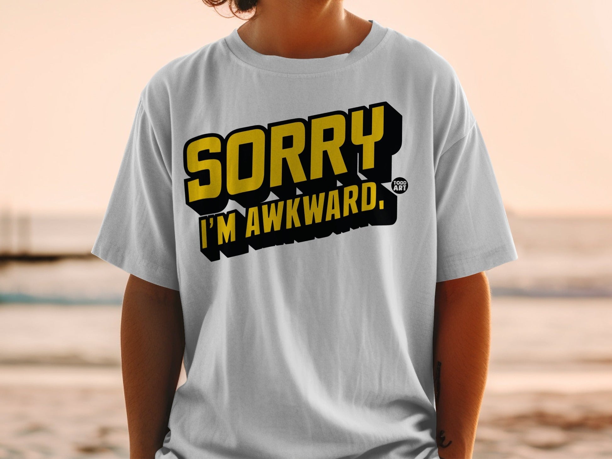 Sorry I'm Awkward T-Shirt with Bold Yellow Print