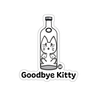 Goodbye Kitty Sticker with Cute Cat in Bottle Design