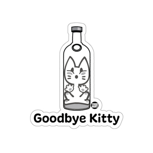 Goodbye Kitty Sticker with Cute Cat in Bottle Design