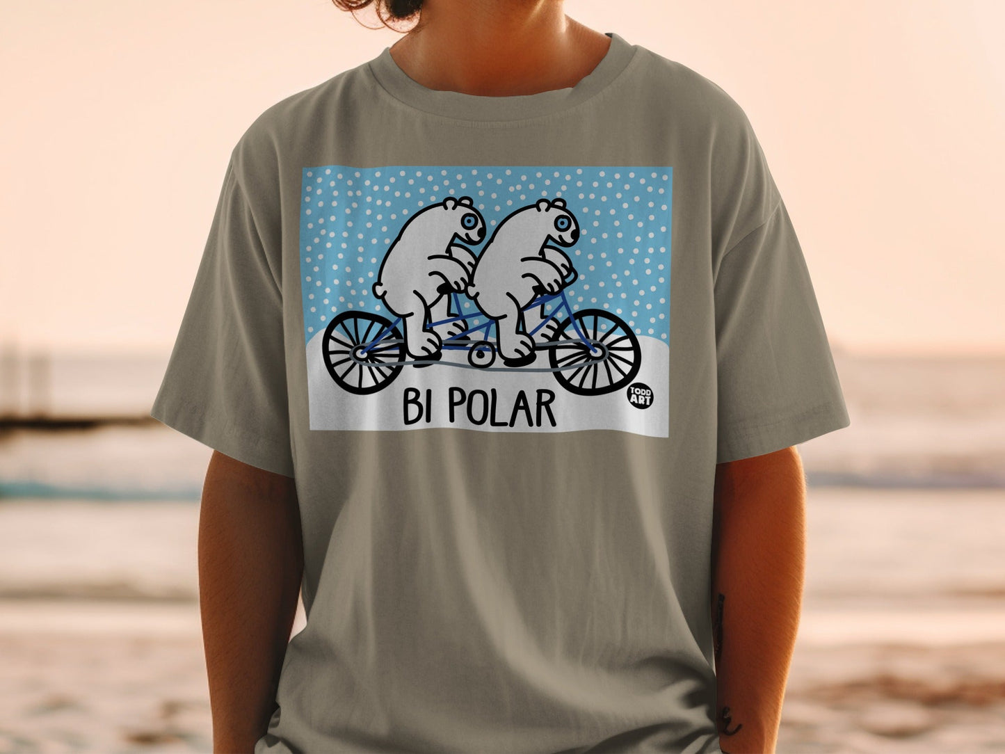 Funny Polar Bear Bicycle Graphic Shirt
