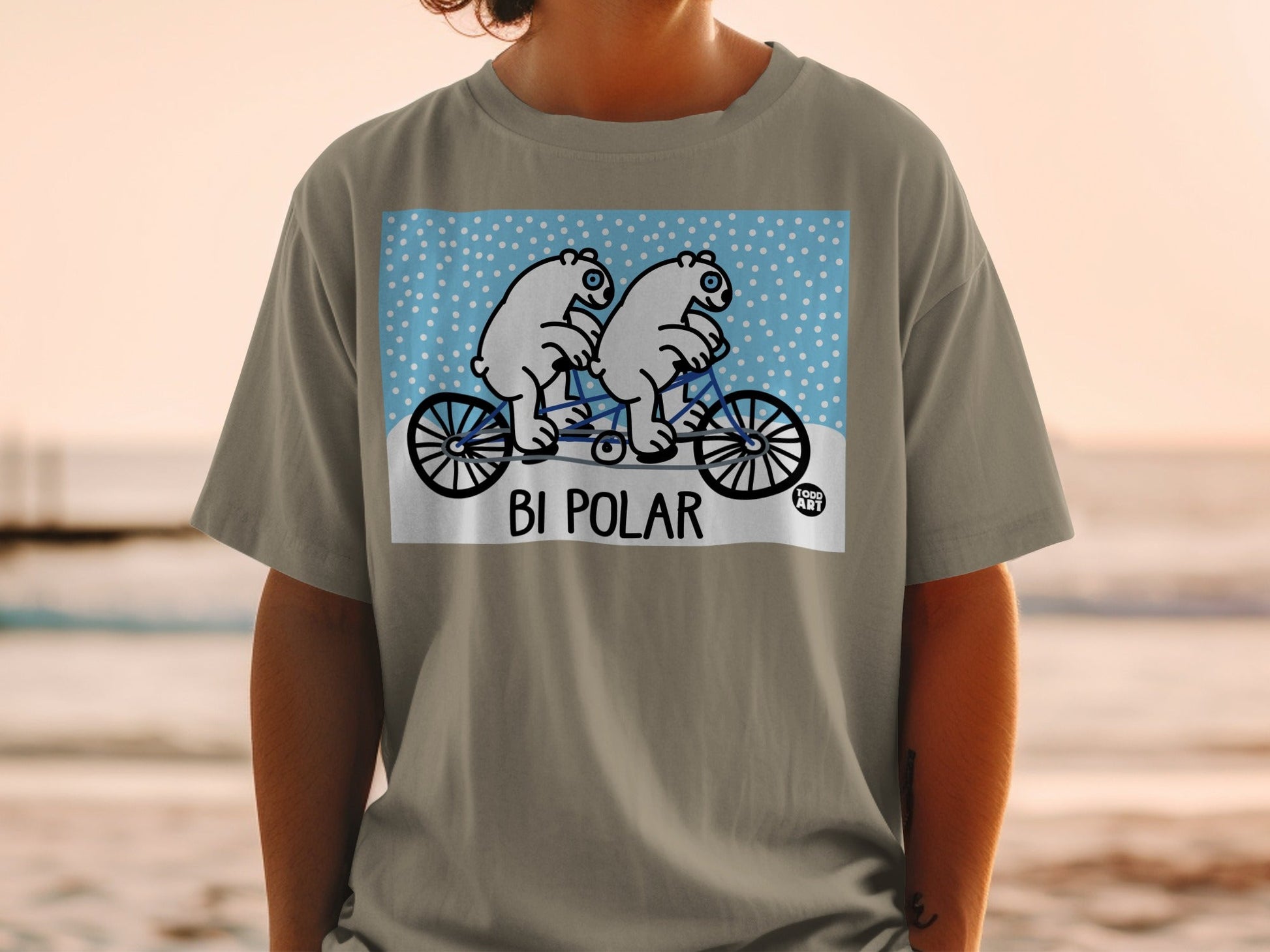Funny Polar Bear Bicycle Graphic Shirt