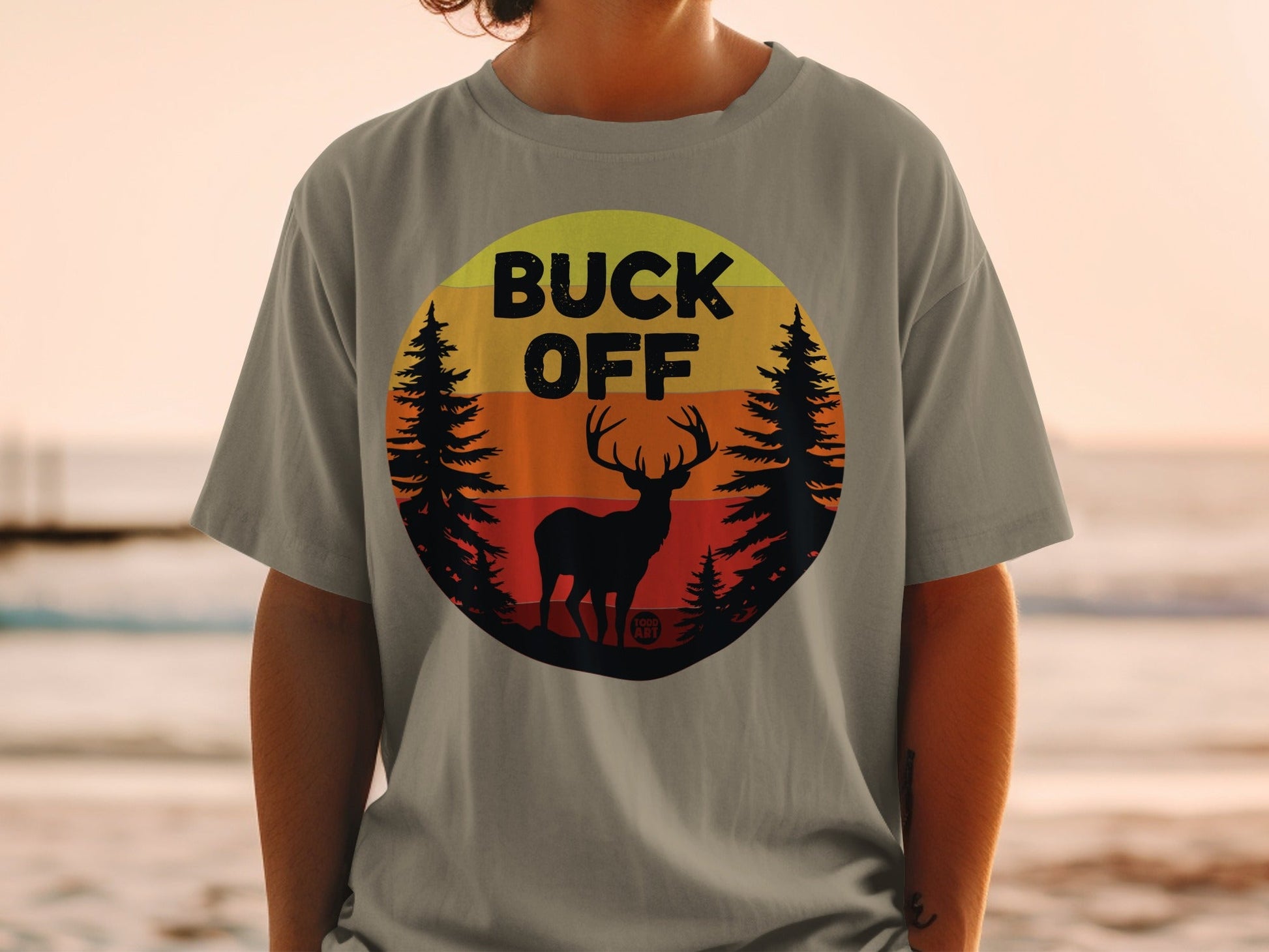 Retro Buck Off Deer Silhouette Graphic T-shirt