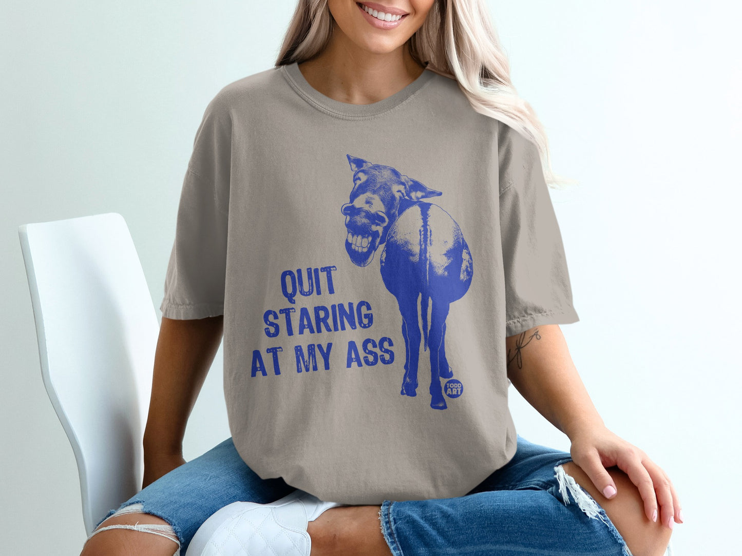 Quit Staring at My Ass Funny Donkey Shirt