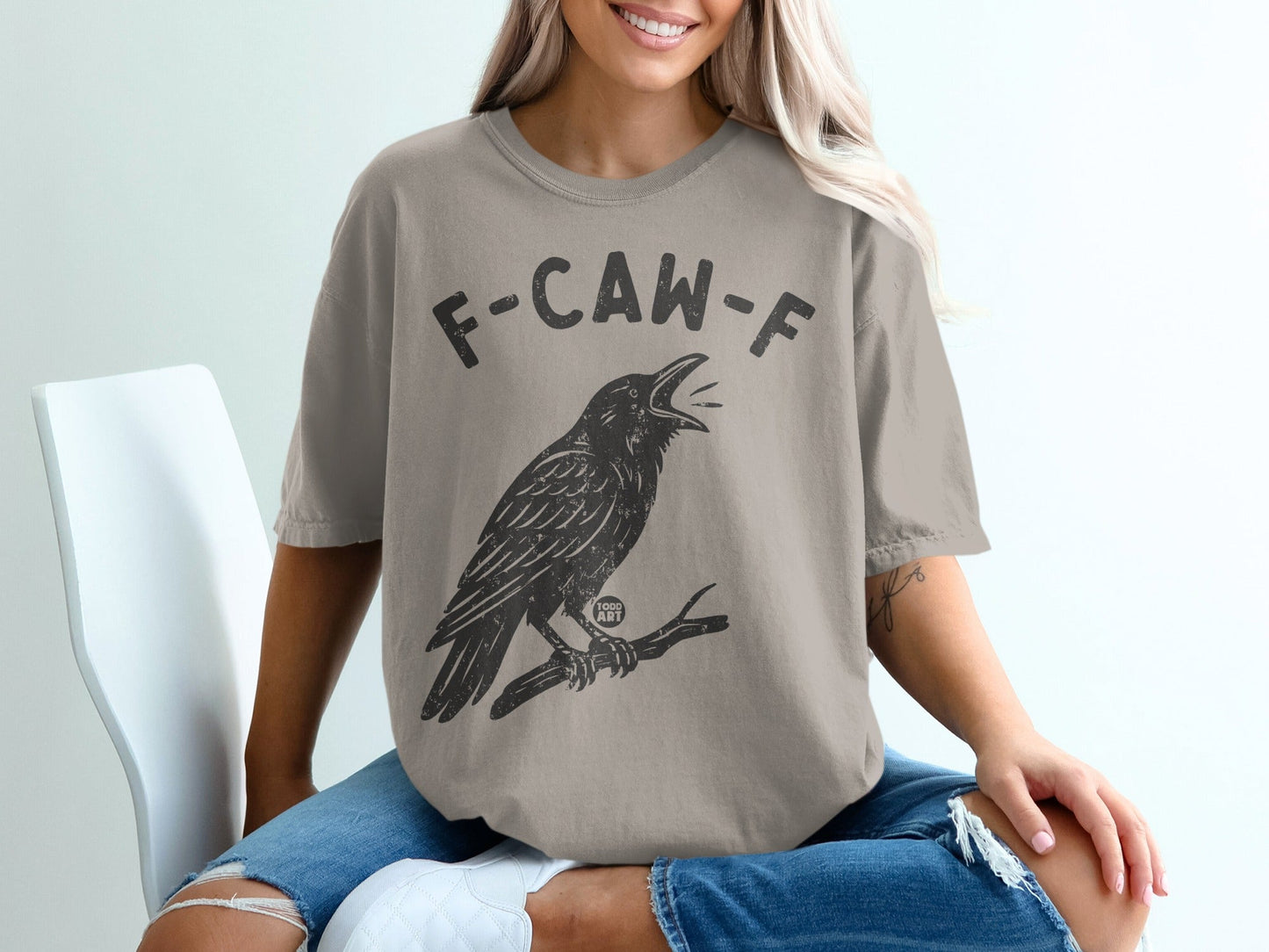 F-CAW-F Black Crow Graphic Design Shirt