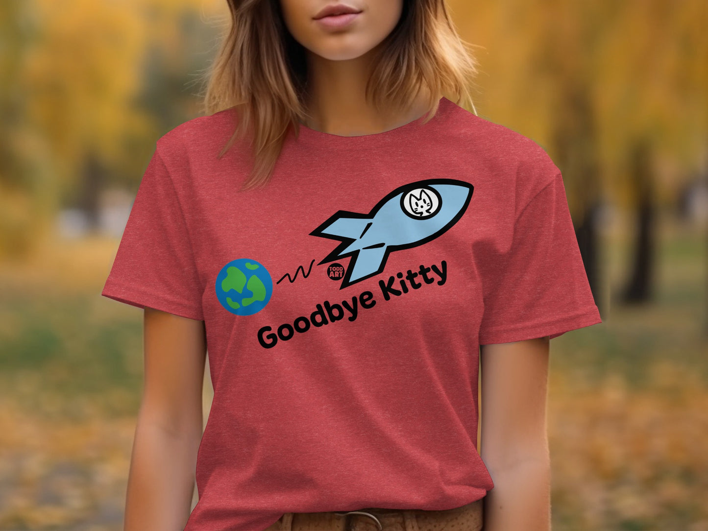 Goodbye Kitty Rocket Shirt Fun Graphic Tee
